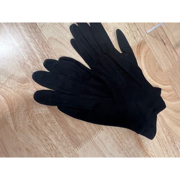 Vintage Dainty Soft Black Leather Gloves Small JL - Picture 4 of 11